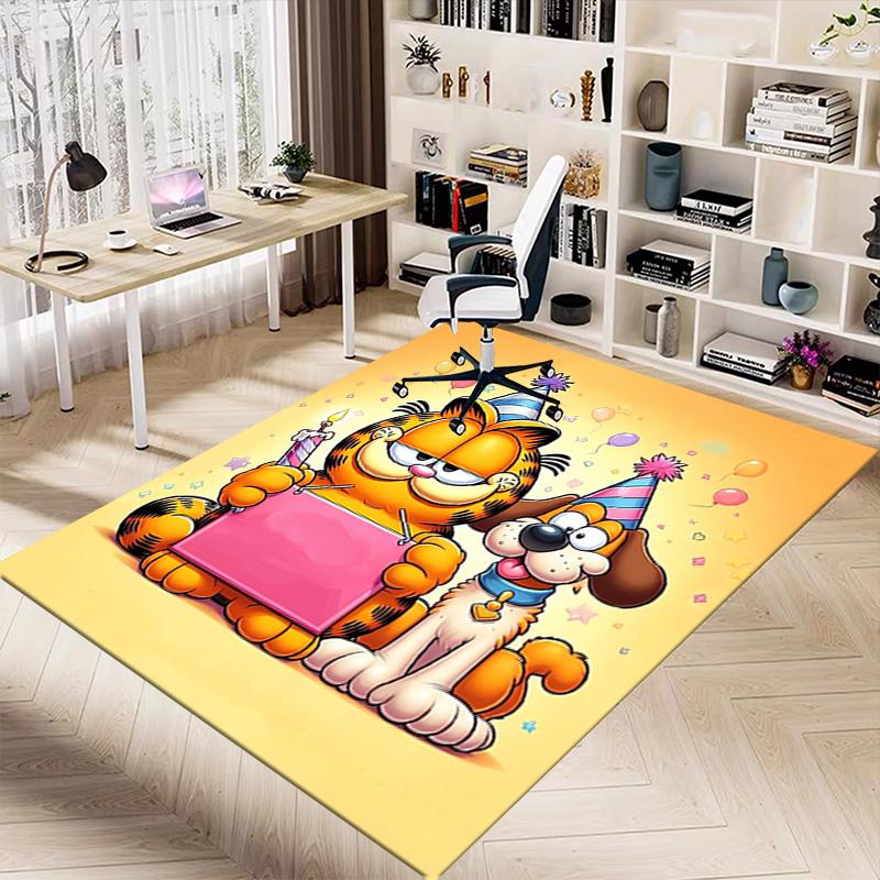 Garfield'S Birthday Celebration Carpet For Playroom Bedroom Living Room Sofa Home Decorkids Game Area Rug Nonslip Floor Mat