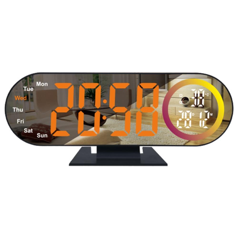Voice Control Digital Alarm Clock 12/24H Format LED Electronic Clock LED Mirror Clock  Office Decor