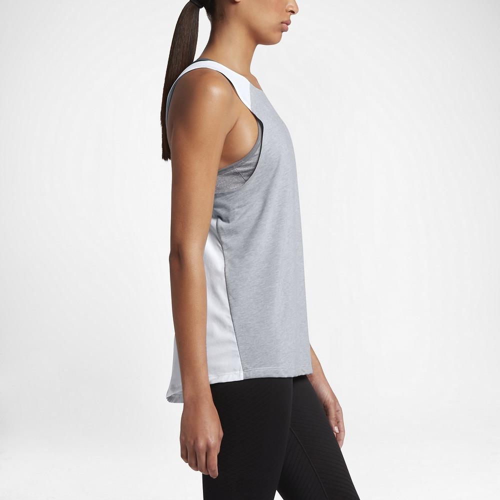 Nike Принт логотипа Slim Fit Спортивная майка Женская топы Серый 862775-012