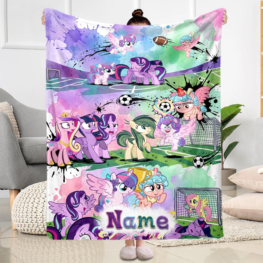 Bluey's Soccer Fun Customize Your Name Blanket Throw Customizable Blanket Soft Warm Cozy Versatile for Sofa Bedding Couch Home Decor
