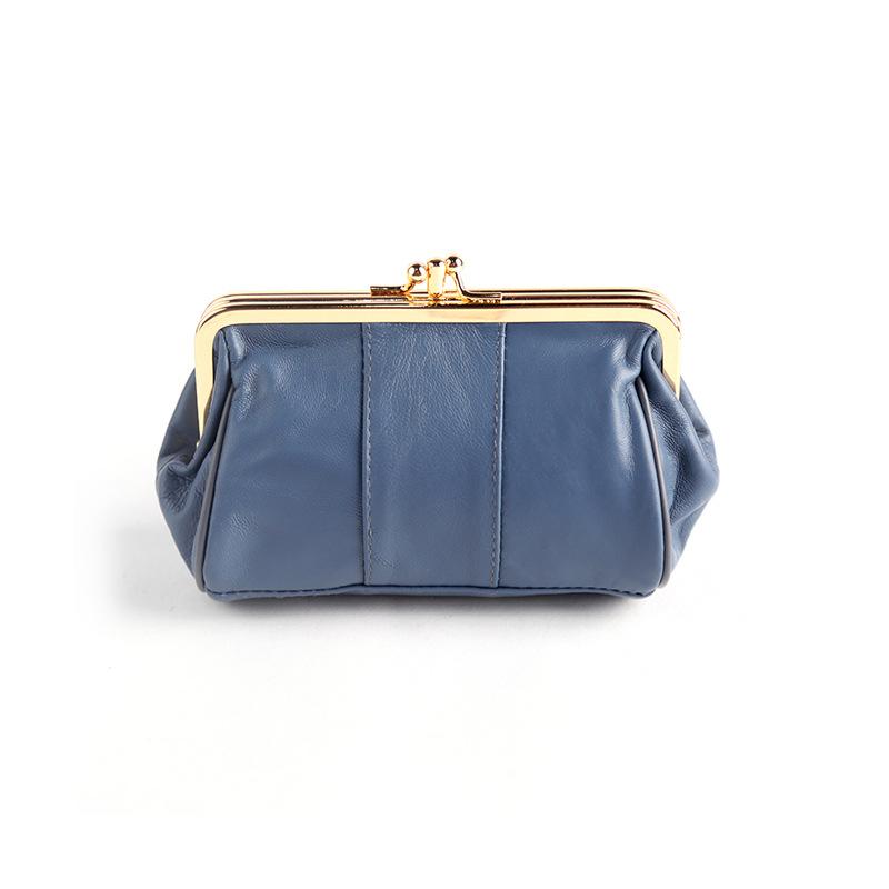 New Fashion Women Wallet Genuine Leather Coin Purse Female Coin Wallet Lady Change Handbag Metal Bar Opening Wallet