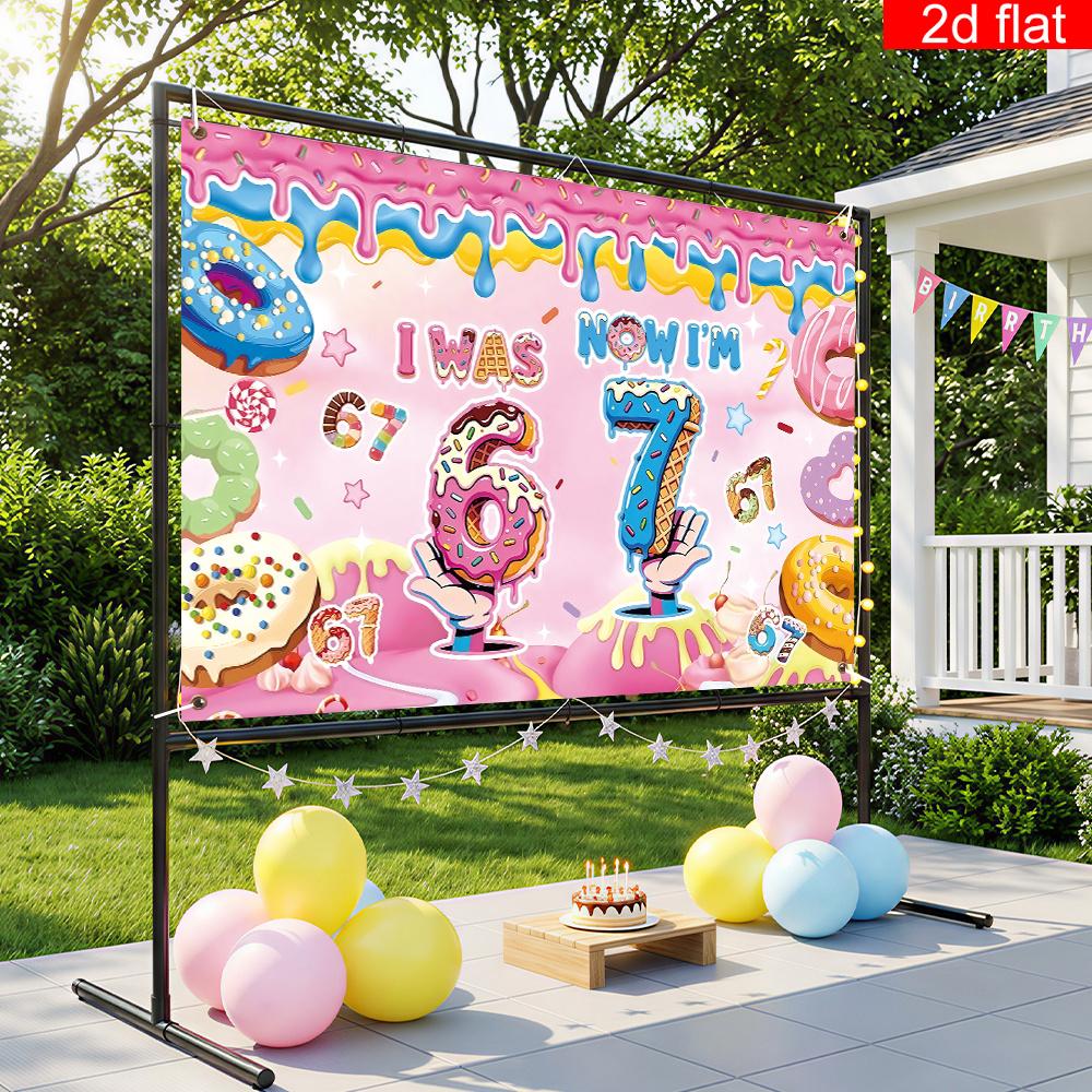 1 piece 2D flat banner | Birthday theme party photography background polyester material dessert theme