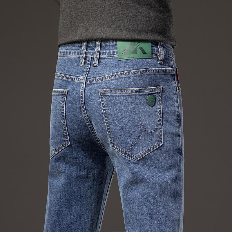 Джинсы брюки высокого класса осень и зима эластичный флис прямые брюки