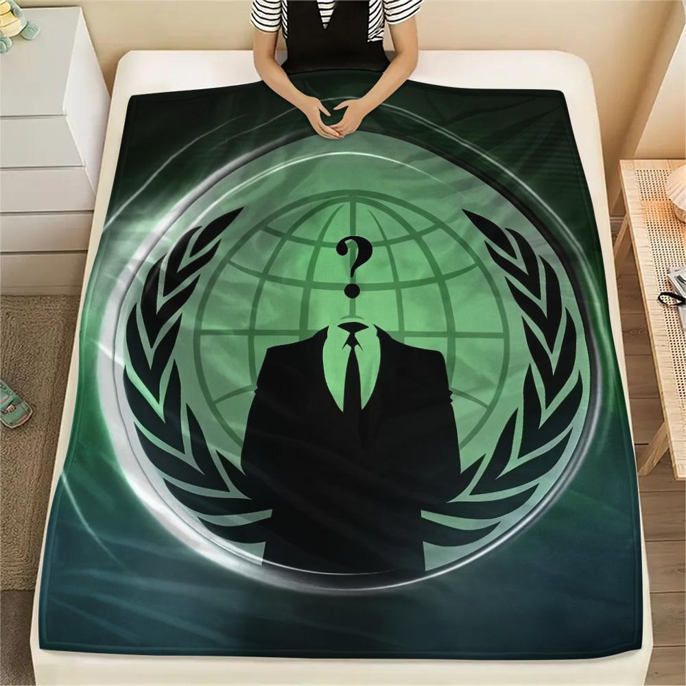 Anonymous Print Flannel Blanket, High quality Comfortable for All Seasons, Home Decor, Warmth and Comfort