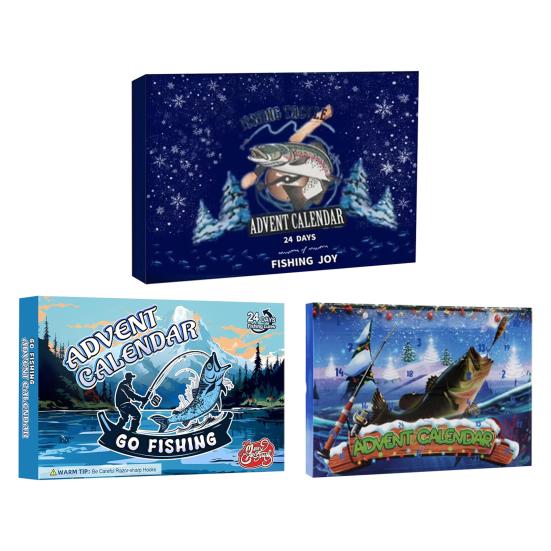 2024 Christmas Advent Calendar Fish Tackle Set 24 Days Countdown Fishing Lure Daily Fishing Gear with Baits Hooks Accessories