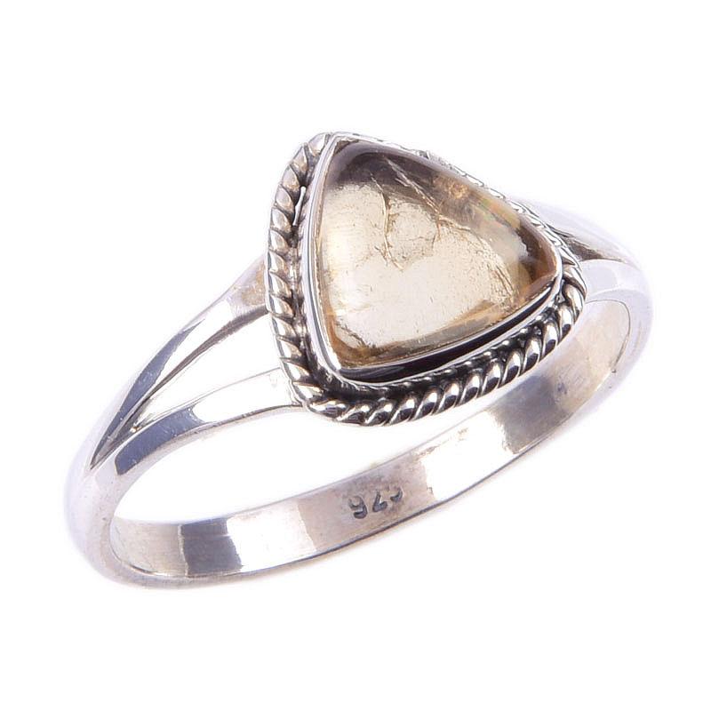 Natural Citrine Gemstone Handmade 925 Solid Sterling Silver Ring Size 10 V3j44