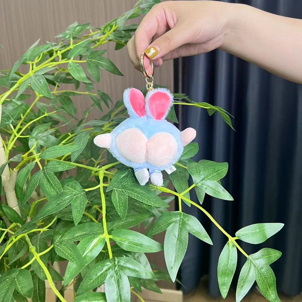 Персиковый Пушистый Плюшевый Брелок в Виде Заячьих Ушек Милый Дизайн Собаки Забавный Аксессуар Для Сумок