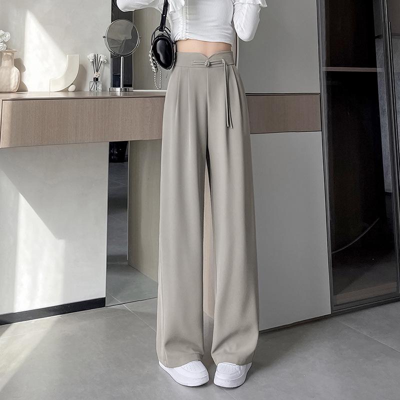 New Women's High-End Chinese-Style Black Loose Suit Pants - Spring/Autumn Straight-Leg Casual Wear