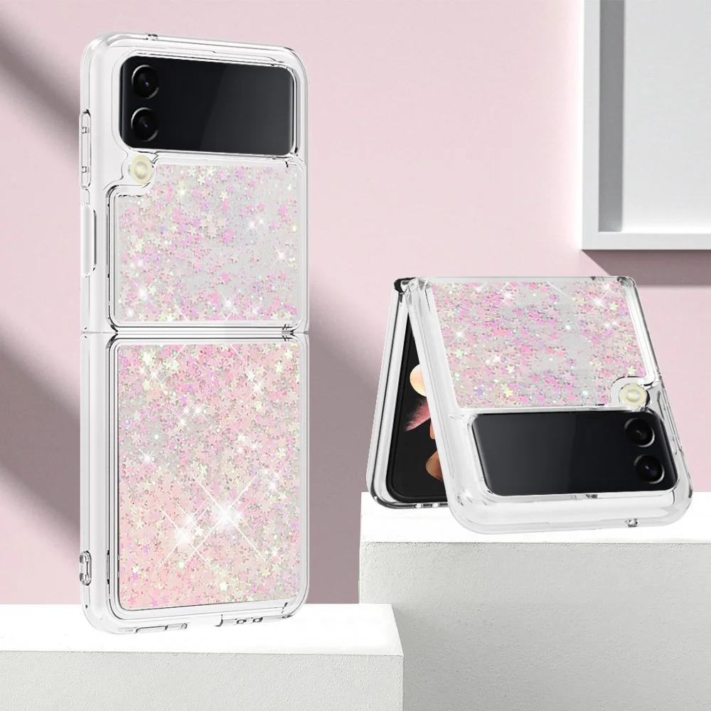 For Samsung Z Flip 6 5 Luxury Quicksand Glitter Case For Samsung Galaxy Z Flip 6 Zflip 3 4 5 6 Gradient Bling Shockproof Cover