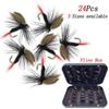 24Pcs Fly Fishing Lure Nymph Dry Wet Flies Bionic Bait Fly Trout Fishing Lures