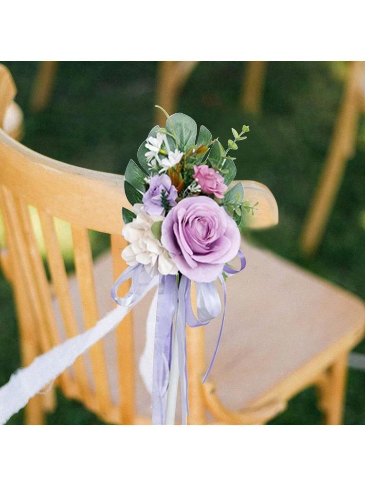 1 шт. Украшения для свадебного прохода для свадебной церемонии Цветы для украшения церковных стульев Декор для вечеринки с искусственными цветами эвкалипта и лентами