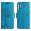 For Samsung Galaxy S25 FE Case PU Leather Owl Tree Imprinted Wallet Phone Cover with Strap