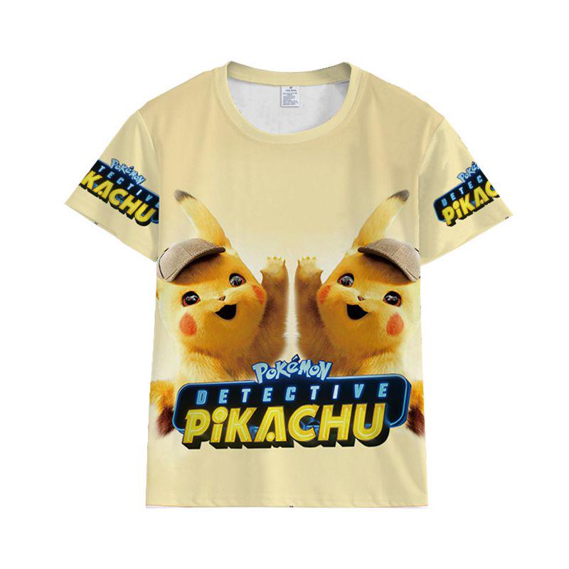 Pokemon Detective Pikachu Tshirt 3d Print Short Sleeve Cosplay Costume Tee Tops