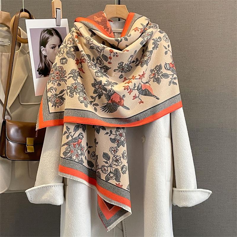 Зимний теплый кашемировый шарф для женщин, роскошная пашмина, шаль, обертывание, шейный платок, женский буфанда, эшарп, дизайн, пончо, палантин