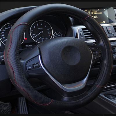 Новый универсальный защитный чехол на руль автомобиля 38 см, противоскользящий, из искусственной кожи, черный+красный