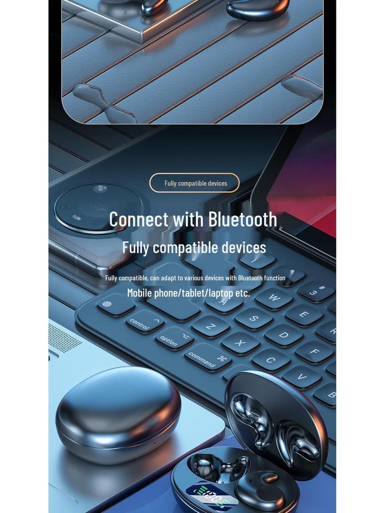 M52 Мини-вкладыши беспроводные Bluetooth-наушники для сна с низким временем задержки и цифровым дисплеем