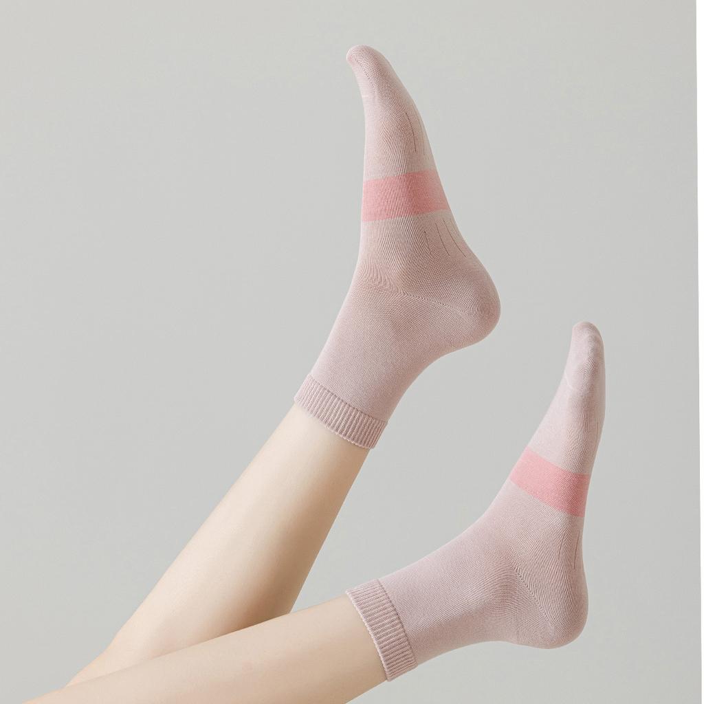 91% Хлопок Носки без костей Женские антибактериальные цветные контрастные женские хлопковые носки в студенческом стиле Носки-трубы средней длины Спортивные носки
