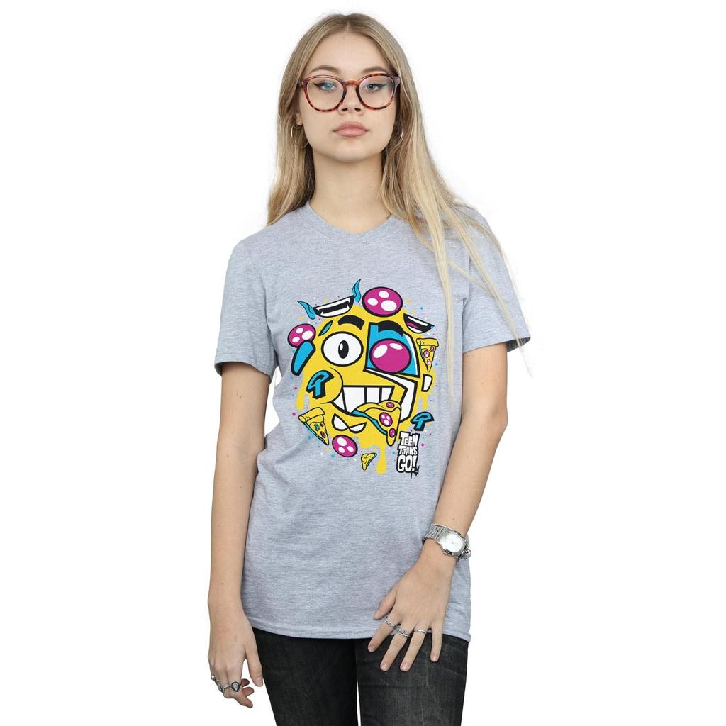 DC Comics Womens/Ladies Teen Titans Go Pizza Face Cotton Boyfriend T-Shirt
