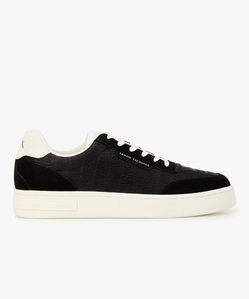 Armani Exchange Men'S Embossed Logo Leather Sneakers _Black_A416175004