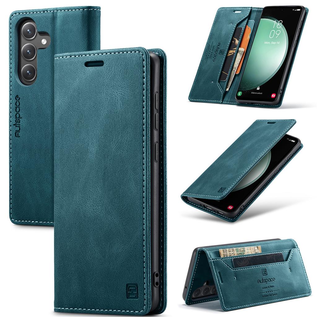 Premium Vintage Leather Wallet Case for Samsung Galaxy S25 - Flip Cover with Card Slots, Shockproof Retro Style (4 Colors)