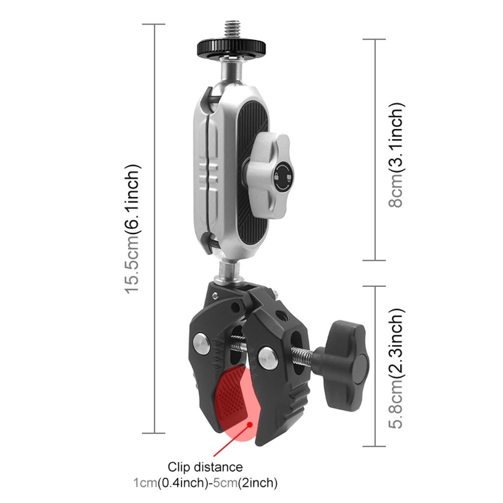 Camera Mounts Clamp Mount Bicycle Handlebar Adapter Mount Aluminum Alloy 1.5kg Load Capacity with Dual 360 degrees