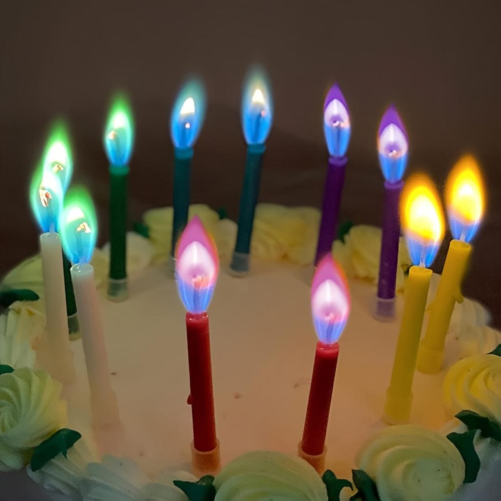 Birthday Cake Candles Happy Birthday Candles Colorful Candle Holders Included (Colorful, 6/12)
