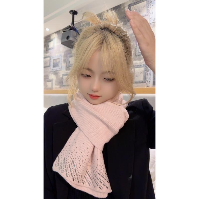 New Wool Knitted Scarf for Women In Winter Korean Style Fashionable and Versatile Warm Student Scarf Soft and Skin Friendly