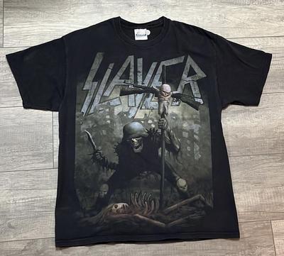 Черная футболка унисекс с графическим ремешком Vintage Slayer Metal Skull