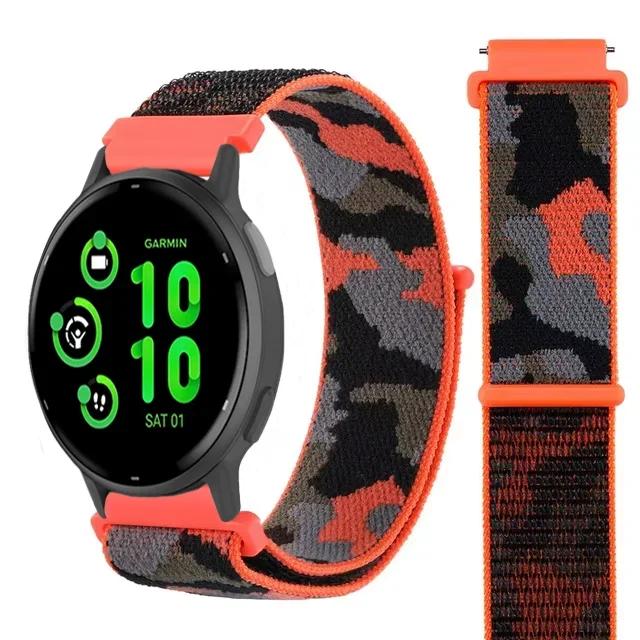 Нейлоновый ремешок-петля 20 мм 22 мм для Garmin Forerunner 55 165 965 265 265 Music Venu 3/2 Браслет для Garmin Active/Vivoactive 5