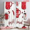 2pcs,2D Plane Printing Creative Curtains Freshly Sweet Coffee Mugs (2) Polyester Easy Install (without Rod) Art Deco Festive