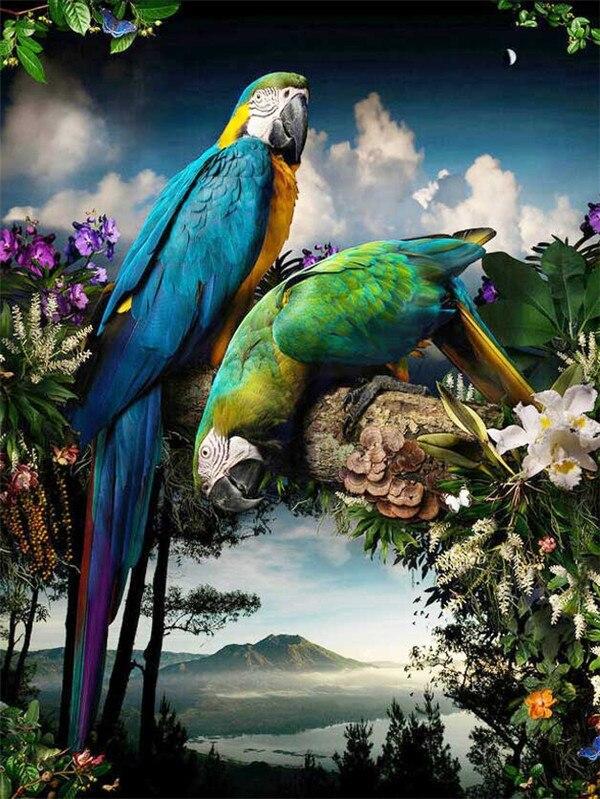5D Diamond Painting Parrot Diamond Embroidery Full Round Drill Kits Animal Mosaic Diy Home Decor Art