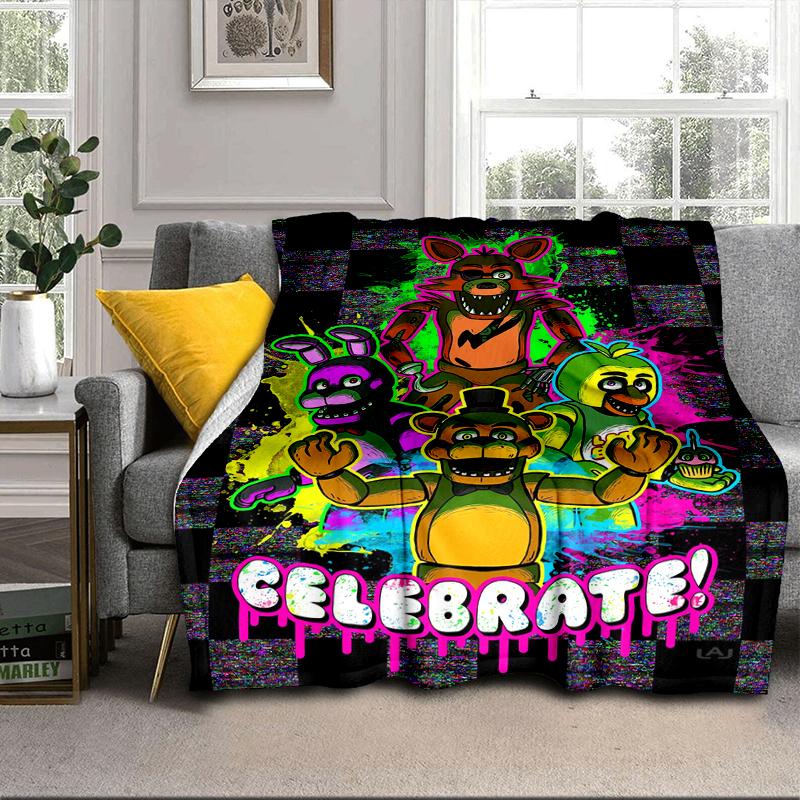 Fnaf Character Collage Blanket Flannel Blanket for bed, sofa, Camping, Hiking, Picnic Essentials, gift for family Fan gifts