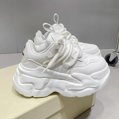 Новые модные высокие кроссовки на платформе для женщин весна-осень на шнуровке удобные вентилируемые туфли на танкетке увеличивающие рост обувь