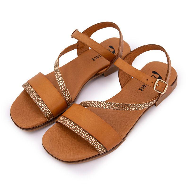 Женские сандалии Fuji Avellana с золотисто-коричневыми ремешками BIOSTOCK