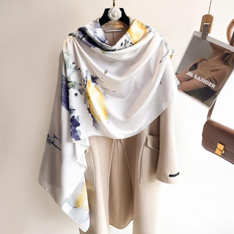 High Quality Silk Scarf Dual Use Shawl Thin Versatile Fashion Women Scarf