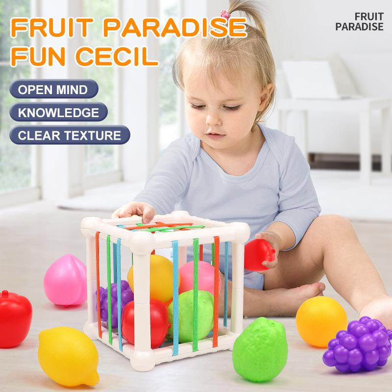 Infant Fruit Sisele Toy Set, Rainbow Rubik'S Cube Sisele Baby Cognitive Educational Toys