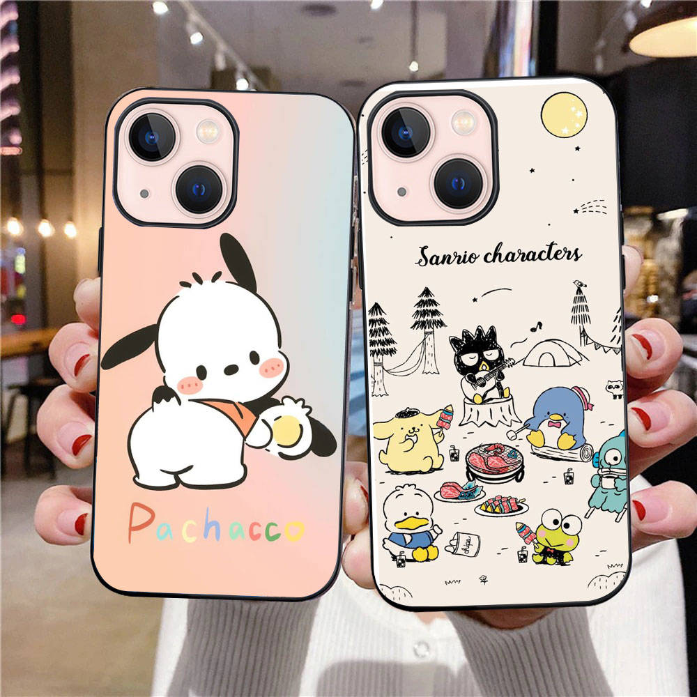 Черный чехол B-55 Pochacco для OPPO A5 A9 A15 A16 A55 A94 A95 A96 Reno 6 7 8 10 5G Realme 7I 8I C30 C31 VIVO V23E V25 V27 Pro Y20S Y17S