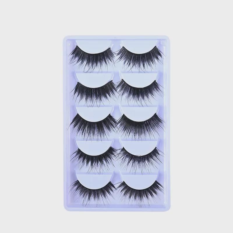 Smokey Makeup Cross Thick False Eyelashes - 5 Pairs, Black, Blue, Purple, Brown, Stage Series