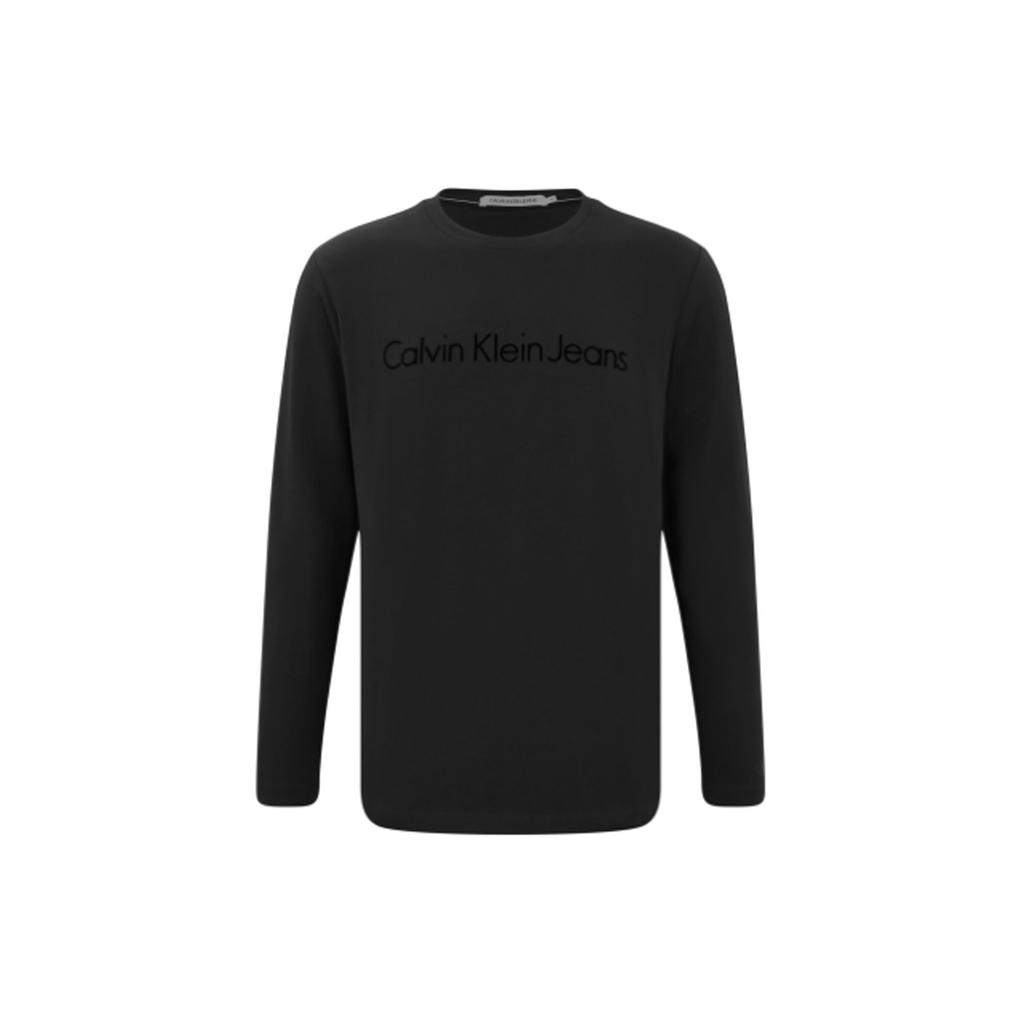 Calvin Klein Logo Printed Crew Neck Long Sleeve T-Shirt Men Tops Black J319455-BEH