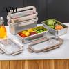 Multi-purpose Kitchen Storage Stainless Steel Crisper Box with Sealing Lid And Handle, Large Capacity Food Keeper Bread Box, Portable