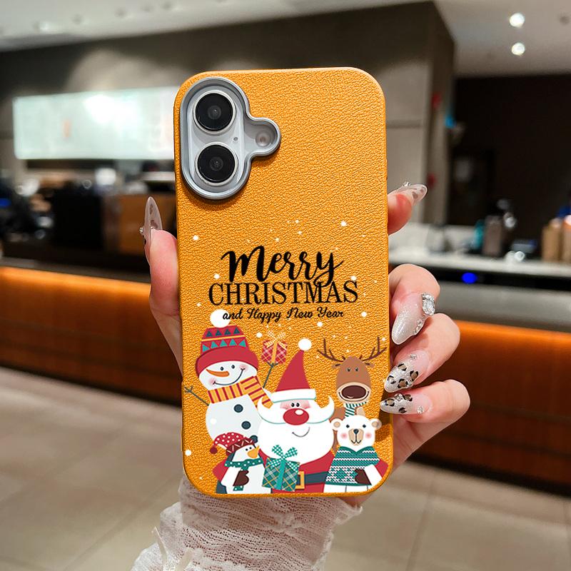 Мультяшный рождественский узор кожа текстура TPU мягкий чехол для iPhone 16 15 Pro 14 Plus 13 12 11 Pro Max Xs Max Xr 8 7 6 Plus ударопрочный тонкий чехол