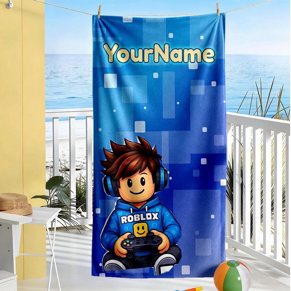 Roblox Customize Your Name Beach Towel High Absorbency & Quick-Dry Ideal for Travel Outdoor Swim Pool Yoga Surf Camping Hiking Gym Gift Holiday