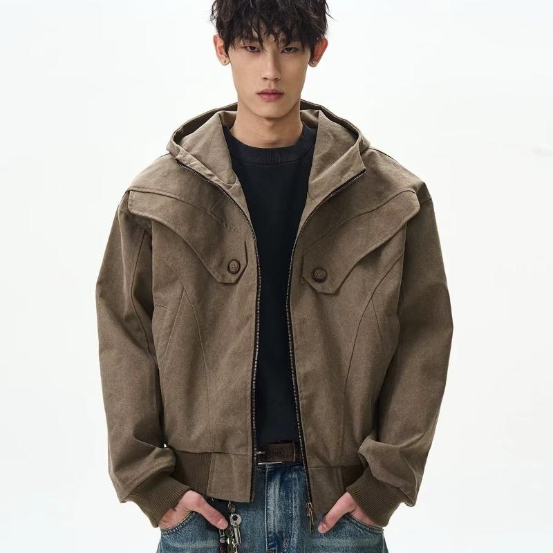 Мужская ретро-куртка Харрингтон с заклепками - Повседневная свободная посадка для весны и осени