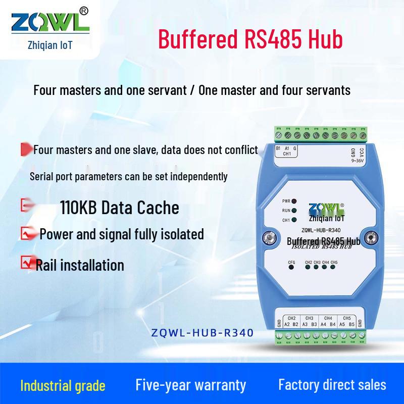 Industrial Isolated RS485 Modbus Multi-Host Hub & Repeater