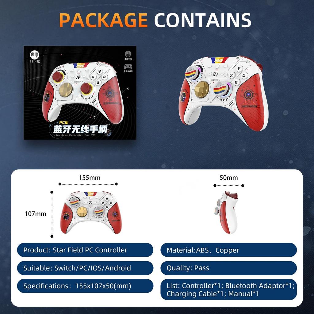 Беспроводной контроллер Switch Pro с джойстиком/триггером на эффекте Холла, (Нет дрейфа) для ПК/Switch/Телефона, Геймпад с NFC/Датчиком движения/Макро/Турбо/Вибрацией