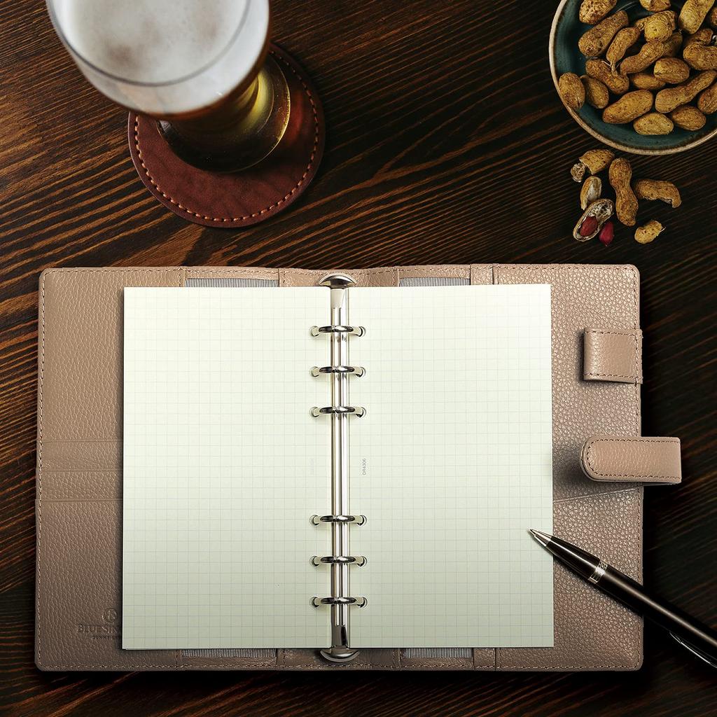 Системы1 STC1 Натуральная кожаный органайзер с держателем для ручки и карманами для карт [BLUE SINCERE] (Темно коричневый) Органайзер размером с Библию, Кожаный, 6 отверстий на кольцах,