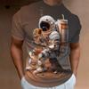 Футболки с 3D-принтом с рисунком космонавта, летние повседневные футболки с круглым вырезом и коротким рукавом, мужские футболки со смешным рисунком