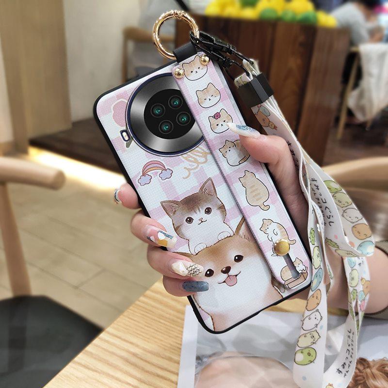 Fashion Design Cartoon Phone Case For Cubot Note20 Silicone Back Cover Wrist Strap Soft Case Waterproof Ring Anti-knock