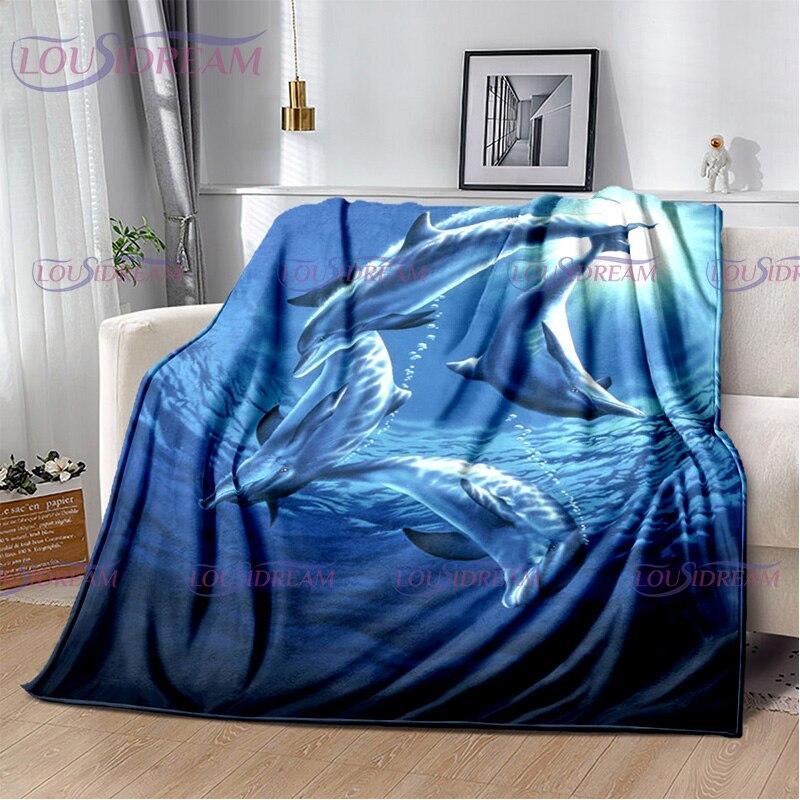 Dolphins Blanket Ocean Animal Sea Life Super Soft Warm Print Throw Blanket for Kids Adult Office Bed Sofa Couch Napping Blanket