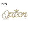 Fashion Rhinestone Queen Letter Brooch Pins for Women Luxury Crown Corsage Party Wedding Gifts Clothing Accessories